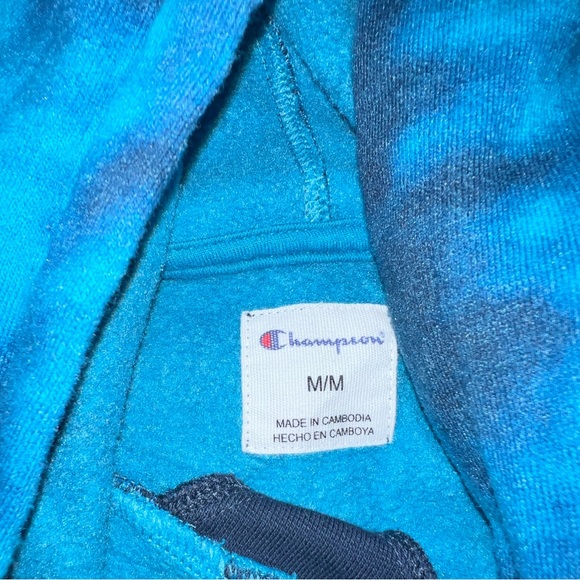 Champion Women’s Long Sleeve Hoodie Sweatshirt (Blue Tie Dye, Small) - Picture 7 of 7